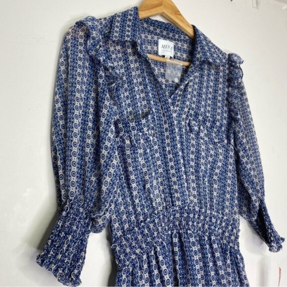 Misa Los AngelesLillian Printed Ruffle Mini‎ Shirtdress Women Size XS - Picture 7 of 12